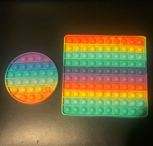 Rainbow silicone fidget pop - rainbow,